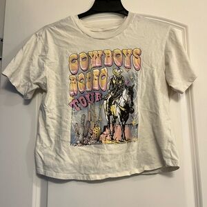 Rebellious One White Cowboys Rodeo Crop Top